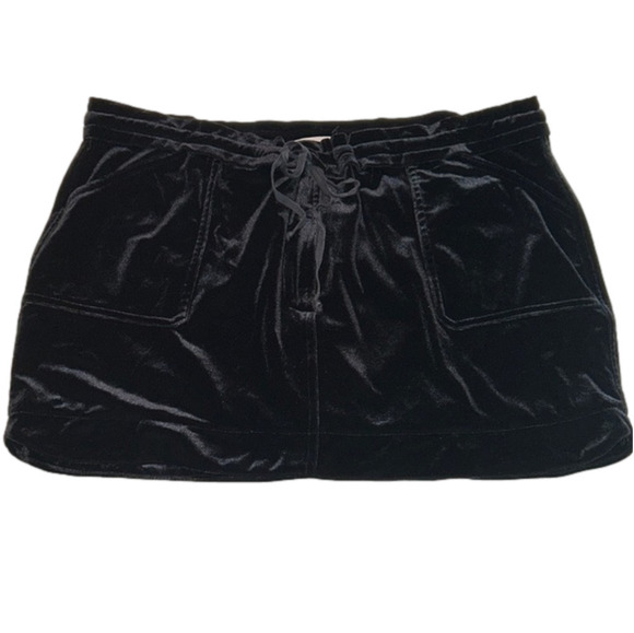 BCBGENERATION Winter Black Velvet Drawstring Skirt Size M - Picture 1 of 6